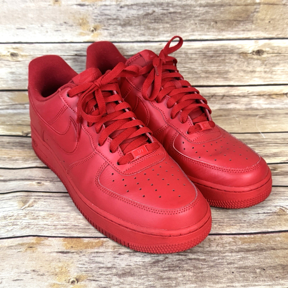 Nike Mens Air Force 1 Triple Red Low Top Sneaker Tennis Shoes Size 11